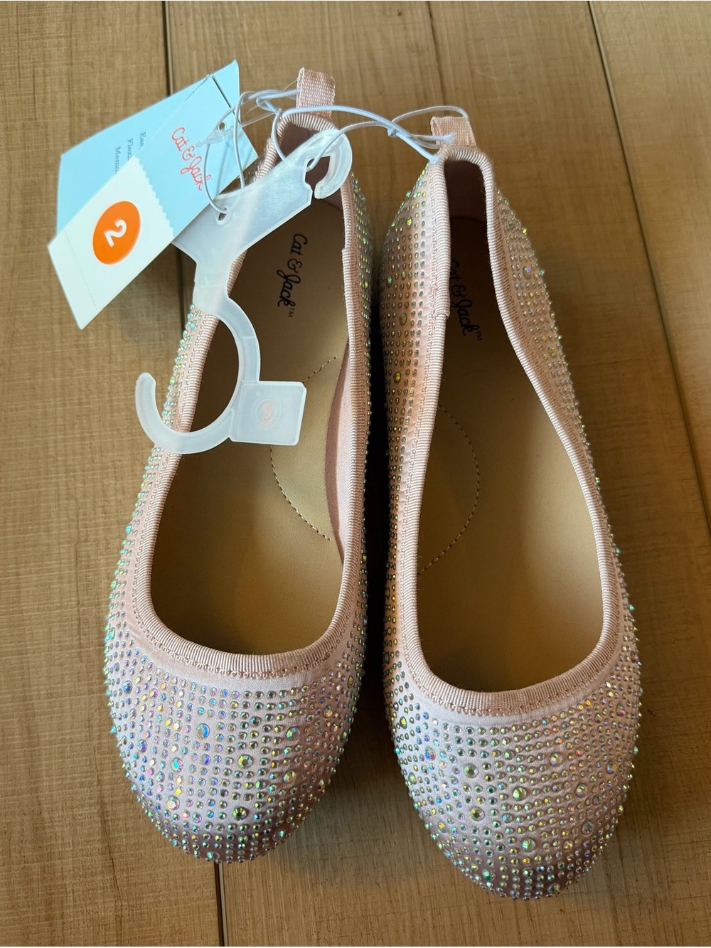 Cat & Jack Girls Blush Pink Rhinestone Ballet Flats